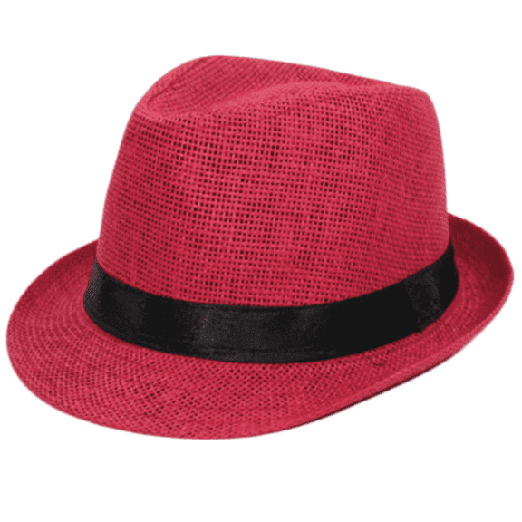 TELOLY Sun Hat Men and Women Korean Style British Straw Hats Beach Hat Fashionable and Versatile Hats for Summer Couples Top Hat,Red