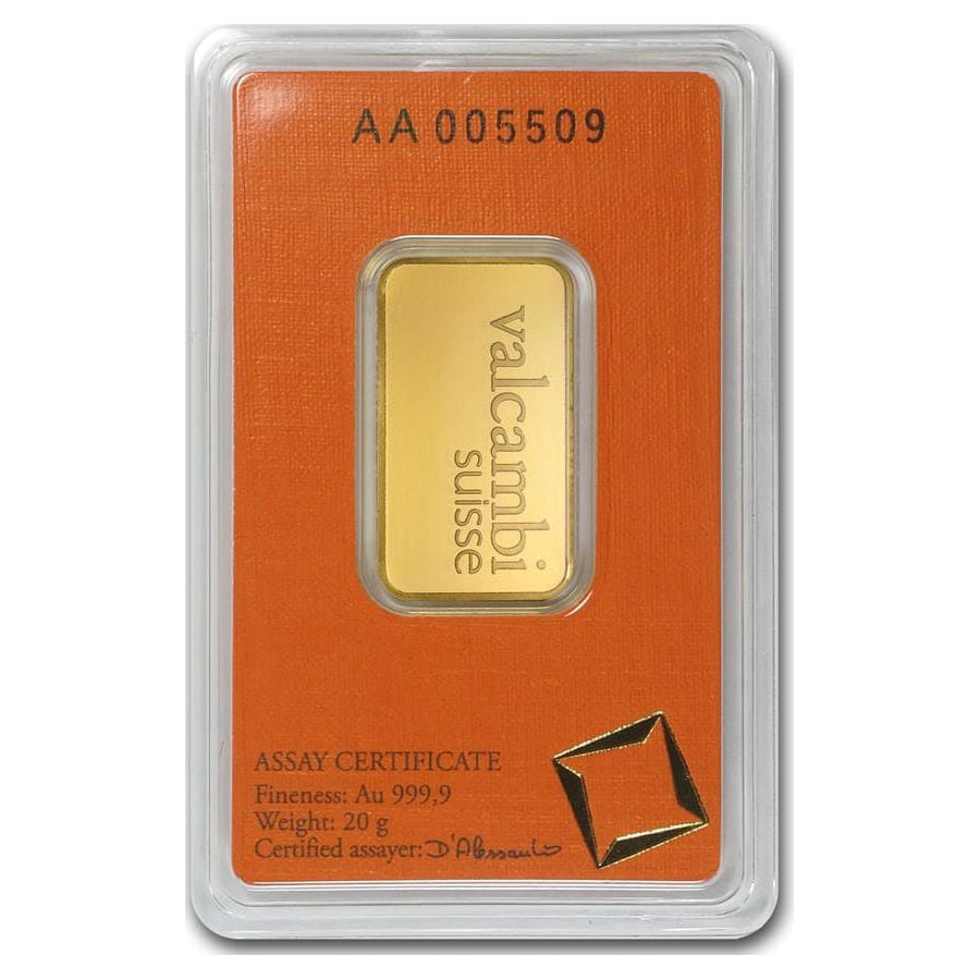20 gram Gold Bar - Valcambi (In Assay)