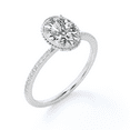 thumbnail image 2 of JeenMata Milgrain Bezel Prong 1.25 Carat Oval Cut Pave Style Engagement Ring in 18K White Gold Plating over Silver, 2 of 7