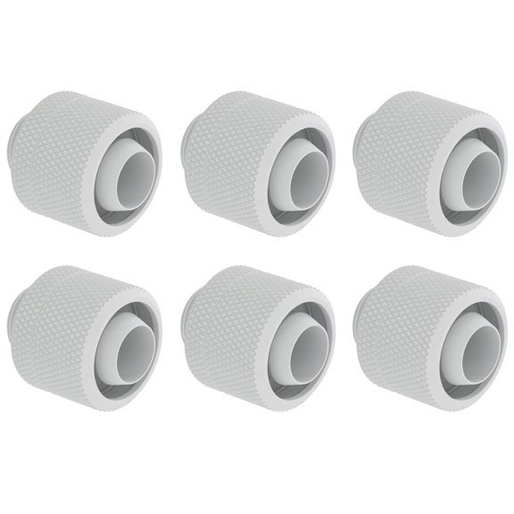 Dracaena 6 pack G1/4" thread to 3/8" ID, 1/2" OD Compression Fitting for Soft Tubing, Soft Tube Connectors for Computer Water Cooling System, White