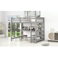 thumbnail image 4 of Euroco Solid Wood Full Size Loft Bed with Desk and 4-Tier Storage Shelves for Kids Teens Adults Bedrrom, Gray, 4 of 15
