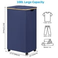 thumbnail image 3 of Efluky Laundry Basket with Wheels, Rolling Laundry Basket with Lid and Removable Bag, Dirty Clothes Basket with Wheels for Laundry Room, Bedroom & Bathroom, 100L (26.4 Gallon) Blue, 3 of 8