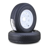 Free Country Wheel Assembly ST205/75R14 8-Ply D 105N 5 Lug on 4.5" PCD White Spoke Rim Trailer Tire, Set of 2