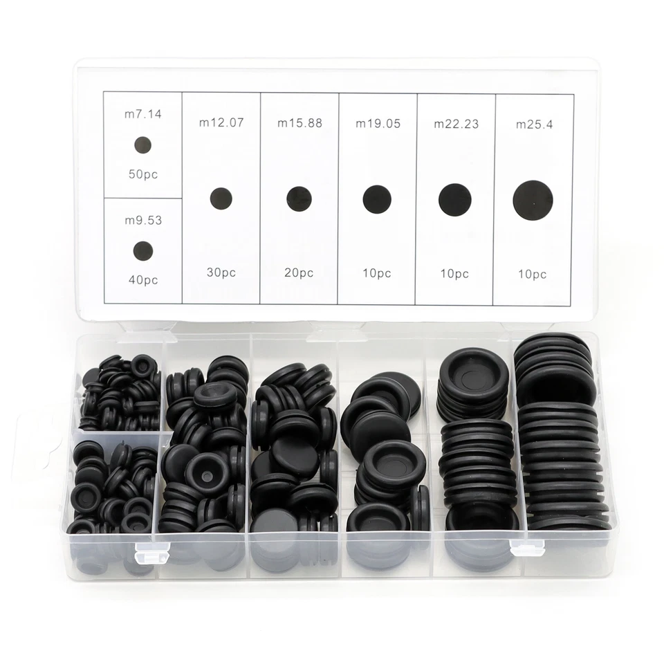 CIRCLE- 170Pc Rubber Grommet Firewall Hole Plug Electrical Wiring Gasket Assortment Kit