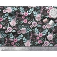 thumbnail image 3 of Soimoi Black Cotton Duck Fabric Anemone & Pink Flower Floral Fabric Prints By Yard 42 Inch Wide, 3 of 3
