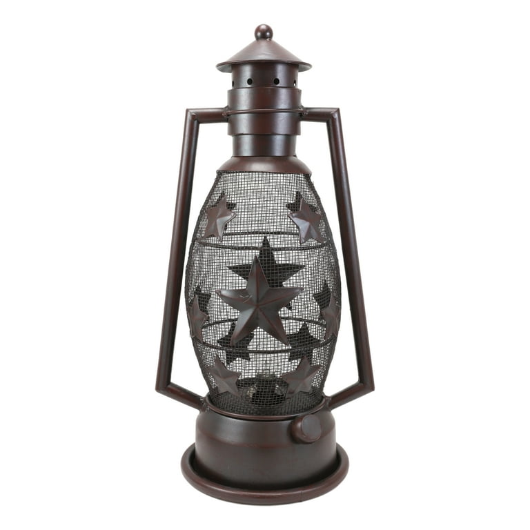 Old Fashioned Rustic Western Cowboy Electric Metal Lantern Lamp Or