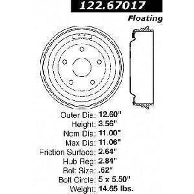 Centric Tambour de Frein Standard - 123.67017