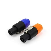 MIYAKO Male Speakon Connector, 4 Pack Speakon Male Jack Mount Connector, Audio Speaker Jack Twist Lock 4 Pole Adapter, 4 Pin Speaker Audio Plug, Pair Red and Blue, Compatible with all Equipment 4 Pole
