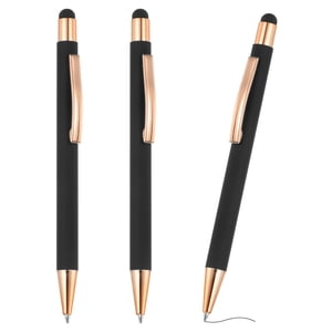 Ballpoint Pen with Stylus Tip, 3Pcs 2 in 1 Metal Pen Black Ink 1.0mm Medium Point Stylus Pen for Touch Screens Style 2, Black