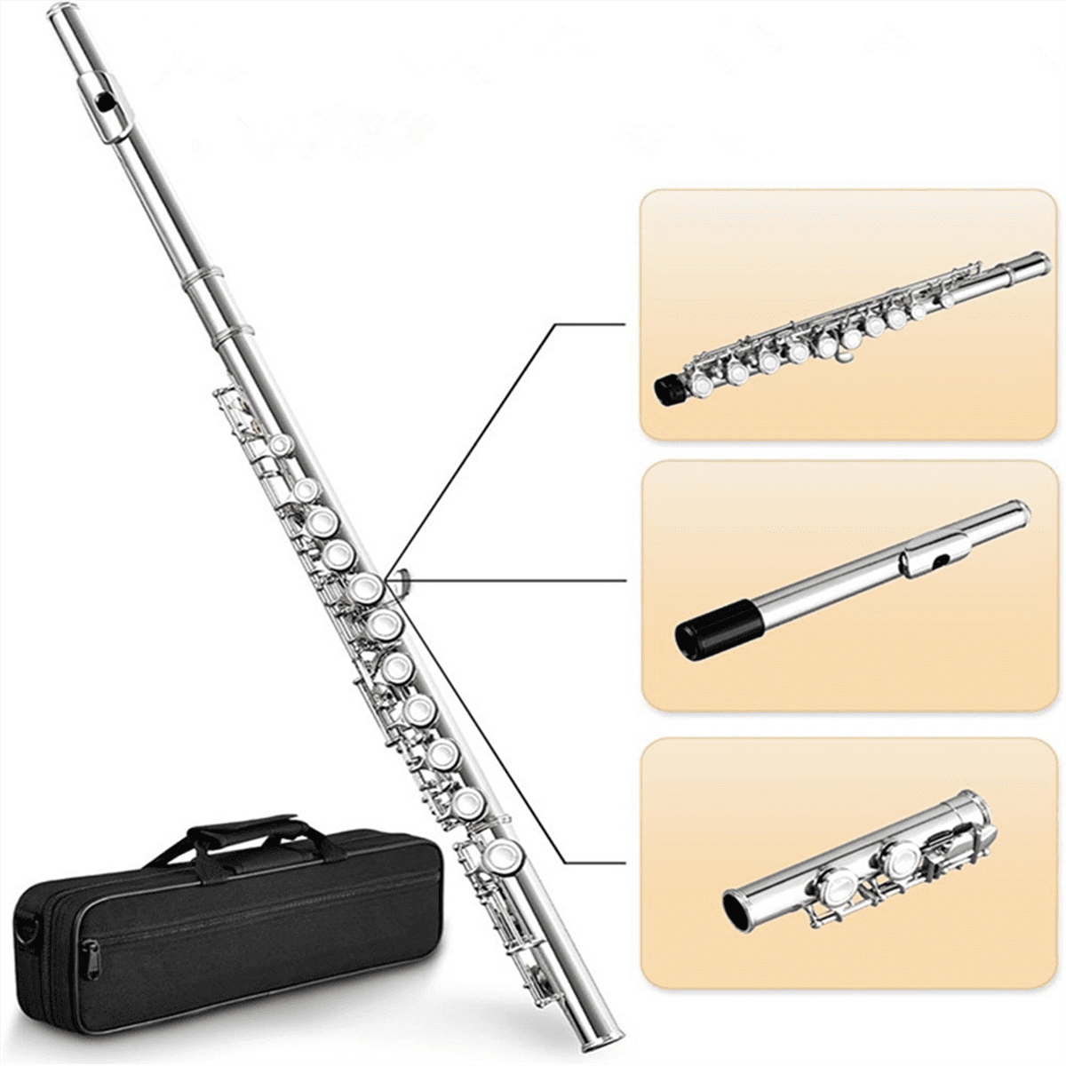 16 Closed Open Holes C Key Professional Transverse Flute