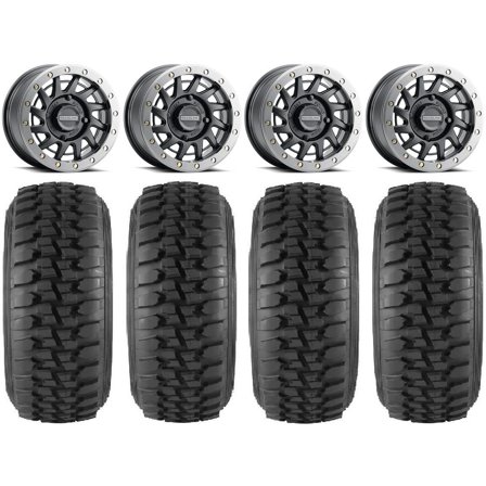 Raceline Squad 15" Wheels Bk  38mm 30" Desert Series Tires KawasakiMuleProFXT