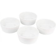 Farmhouse Decor Porcelain Mini Dipping Bowls Sauce Dishes - Set of 4 Elegant White Soy Sause Dish (3 Oz Round Shape)