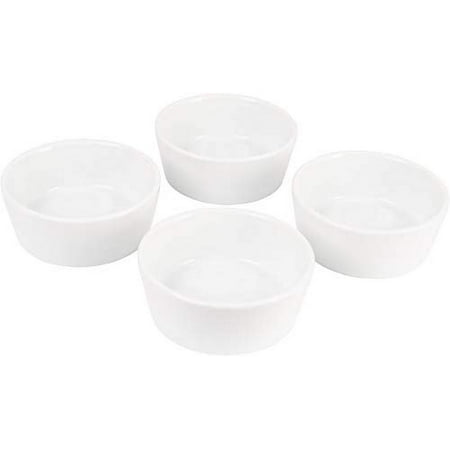 Farmhouse Decor Porcelain Mini Dipping Bowls Sauce Dishes - Set of 4 Elegant White Soy Sause Dish (3 Oz Round Shape)