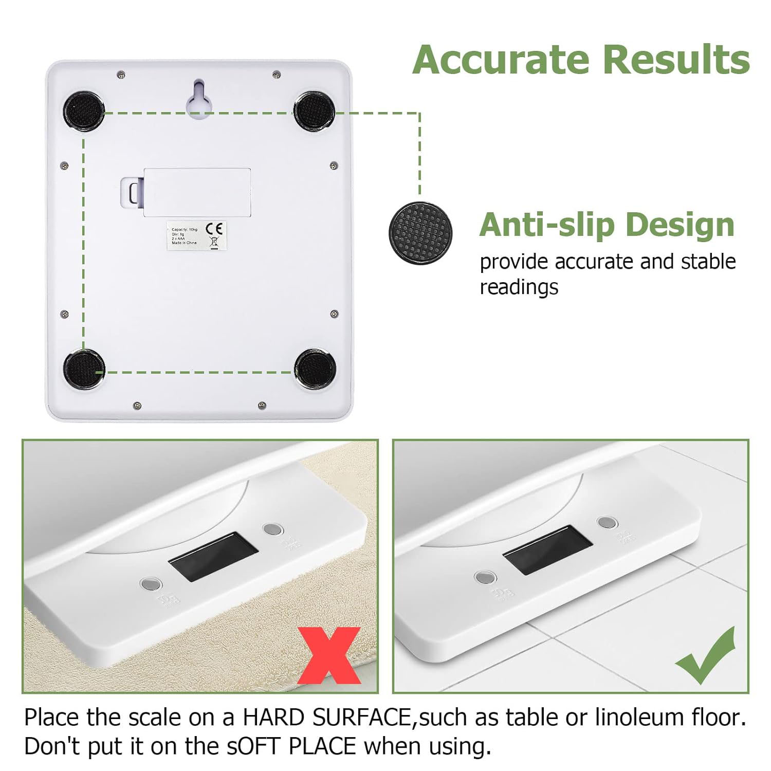KABB Multifunction Digital Display Plastic Digital Baby Scale for Small Animals with Tape Measure, 33 lb Capacity, White