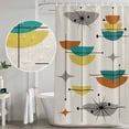 thumbnail image 5 of Boho Teal Yellow Orange Grey Shower Curtain, Waterproof Shower Curtains for Bathroom, Middle Century Geometric Washable Fabric Bathtub Curtain Set Bath Decor with 12 Hooks Long 72"x84", 5 of 8