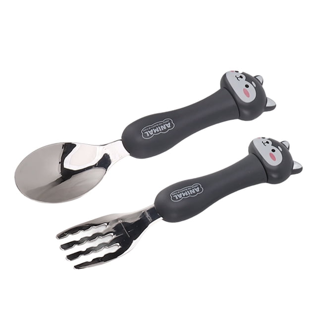 Tenedor de dibujos animados cuchara de acero inoxidable para alimentación de bebé cucharas de entrenamiento tenedores vajilla portátil de animales para niños segura y ANGGREK Otros