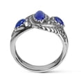 thumbnail image 4 of Sterling Silver Blue Lapis Gemstone 3-Stone Leaf Design Ring, Sizes 5 to 10, 4 of 8