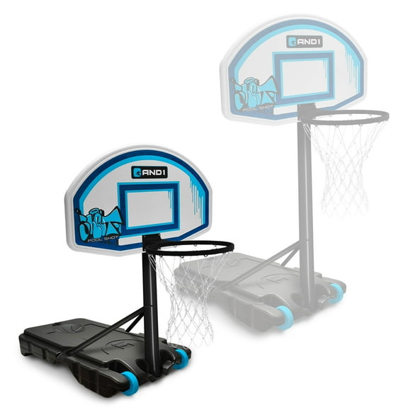 AND1 Adjustable Poolside Basketball Hoop, Shatterproof Grade 27" Backboard, All Weather Design