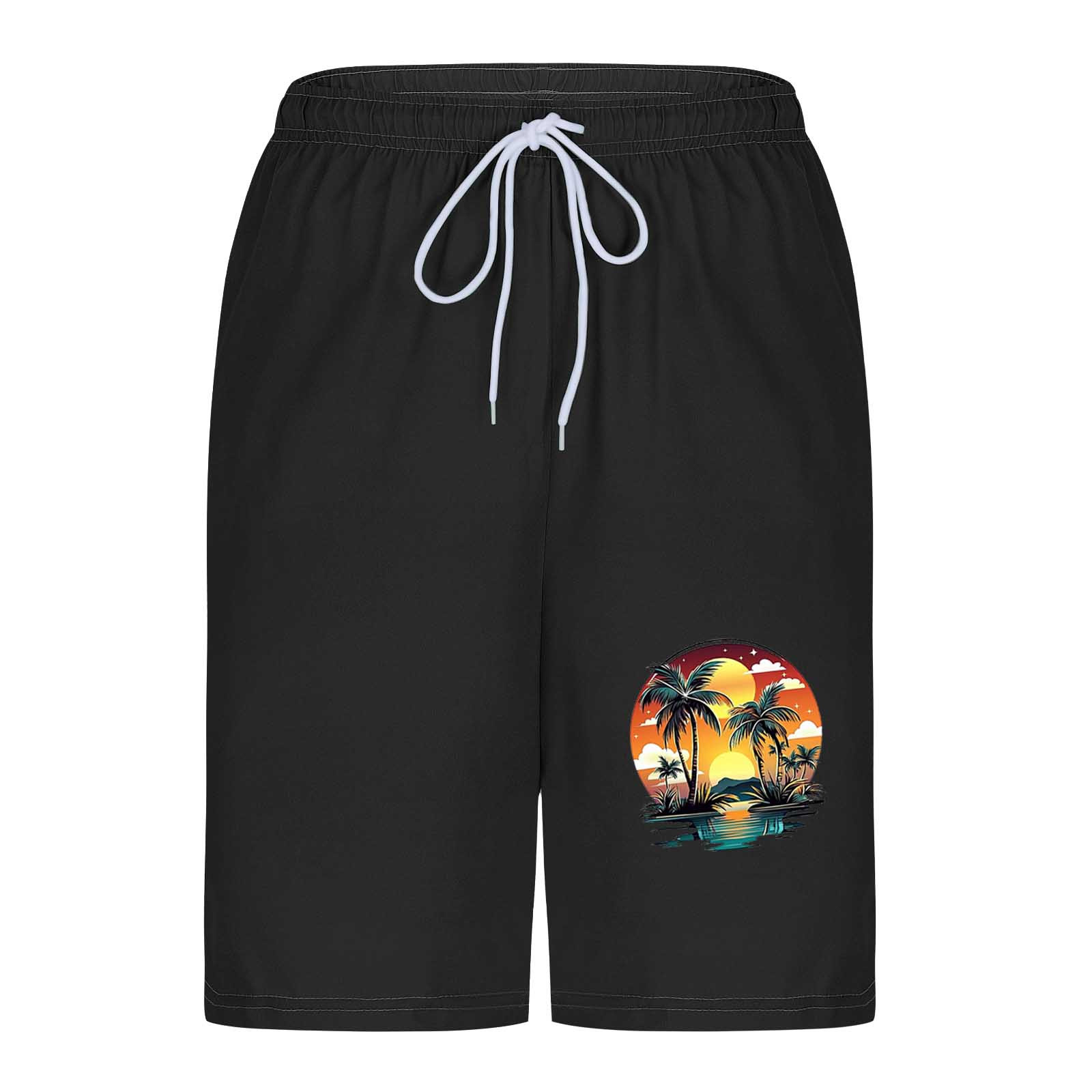 Timoontee Men's Training Shorts Regular Length Stretchy Waist Zippered Pockets Moisture Wicking Suitable For Beach Vacations Black XL