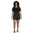 thumbnail image 4 of Time and Tru Women's Linen Blend Shorts with Smocked Waist, Sizes XS-XXXL, 4 of 7