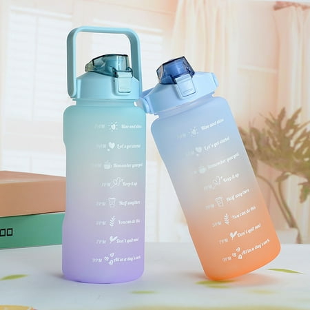 

TureClos Portable Outdoor Sports Water Bottle with Hand Strap Large-capacity Gradient Color Drink Bottle