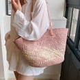 thumbnail image 4 of Fashionable Female Weave Shoulder Bag for Beach Vacation and Travel Colorful Woven Straw Handbag Large Basket Bucket Bag, 4 of 9