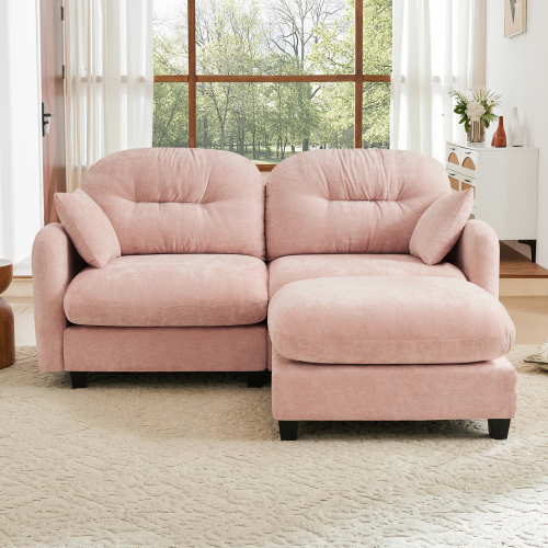 GAKMCIL 74" Loveseat Sofa with 1 Ottoman, 2 Seater with Upholstered Large Size Deep Seat,Cloud Sectional Couches Chenille Fabric for Living Home