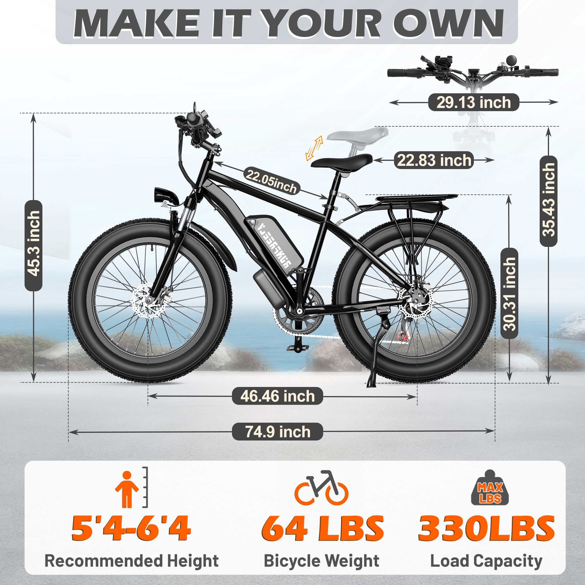 Electric Bike for Adults,1500/3000W Motor, 26" Fat Tire E-Bike with 48V 13AH/32AH Battery, 27/36 MPH Max 62-90 Miles Electric Motorcycle, 7-Speed Electric Mountain Bicycle