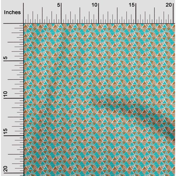 oneOone Georgette Viscose Orange Fabric Triangle Geometric Dress Material Fabric Print Fabric By The Yard 42 Inch Wide