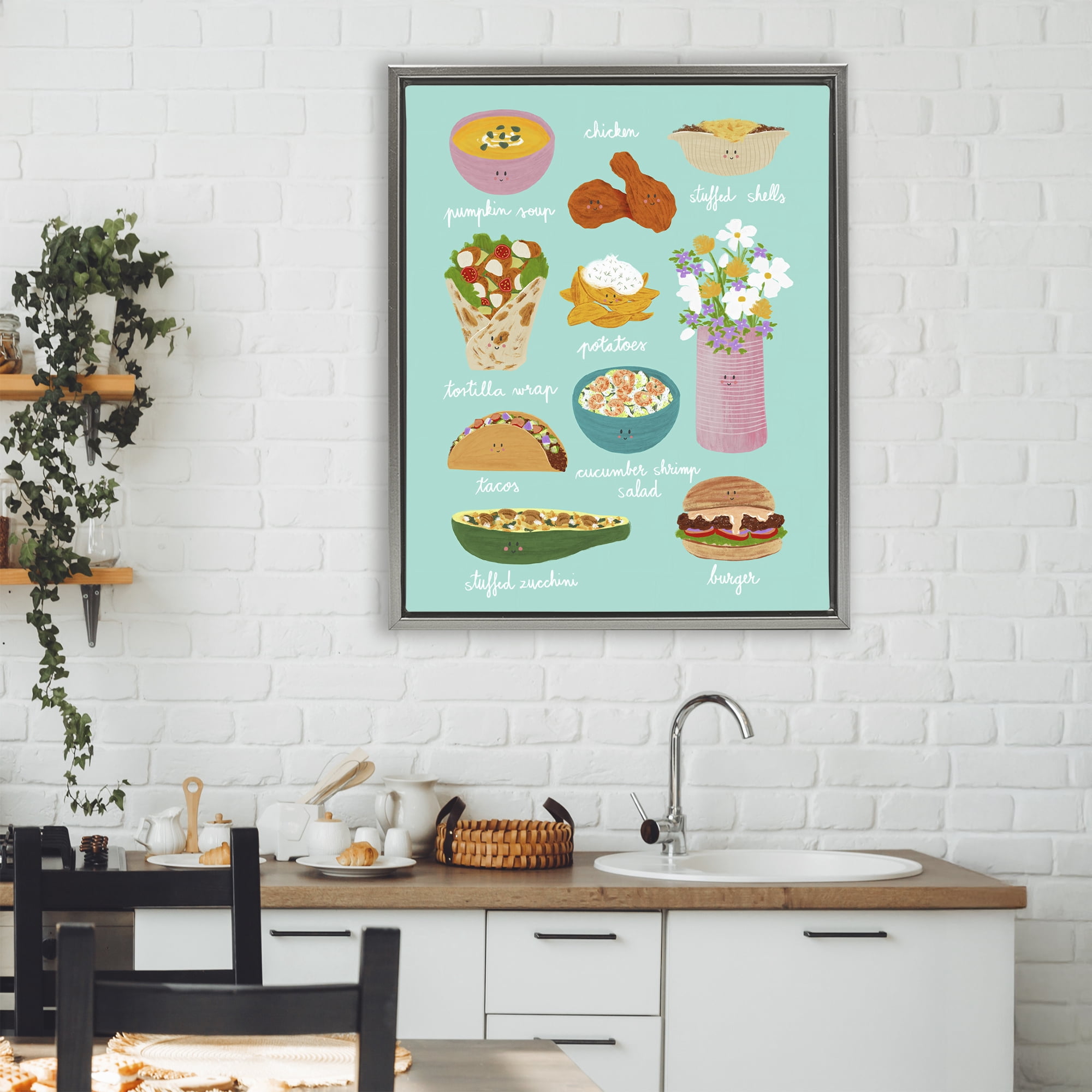 Stupell Industries Gourmet Lunch Food Collection Gray Framed Floater Canvas Wall Art, design by Metka Hiti