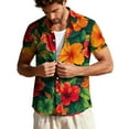 thumbnail image 7 of Cloaraye Mens Beach Shirts Short Sleeve Button Up Hawaiian Shirt Casual Summer T-Shirts Fashion Floral Print Lapel Holiday Top, 7 of 7
