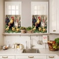 thumbnail image 3 of Rooster Chicken Pink Flowers Curtain Valances Set Watercolor Art Vintage Farm Kitchen Curtains 24&nbsp;inch Length Rod Pocket Valance and Tiers 3 Piece Set Small Bedroom Bathroom Laundry Decor, 3 of 9