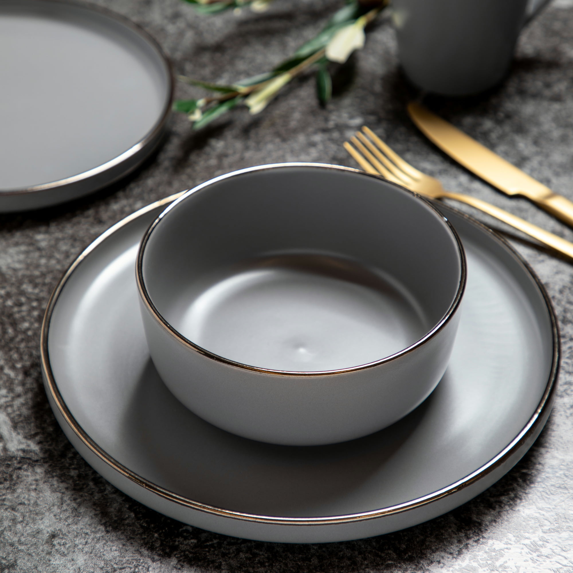 (2 pack) Thyme & Table Stoneware Ava Cereal Bowl, Grey