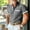 Gray, variant on Men's Lapel Caller Shirt Summer Button down Short Sleeve Tops Color Patchwork Casual Tee with Pockets ,XXL