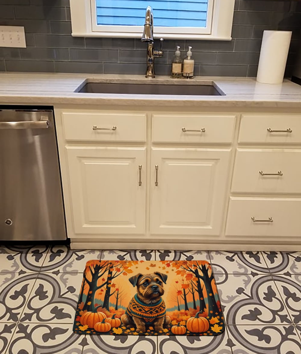 Carolines Treasures DAC1023RUG 19 x 27 in. Unisex Border Terrier Fall Memory Foam Kitchen Mat