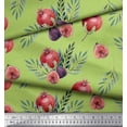 thumbnail image 3 of Soimoi Moss Georgette Fabric Leaves,Fig & Pomegranate Fruits Fabric Prints By Yard 42 Inch Wide, 3 of 3