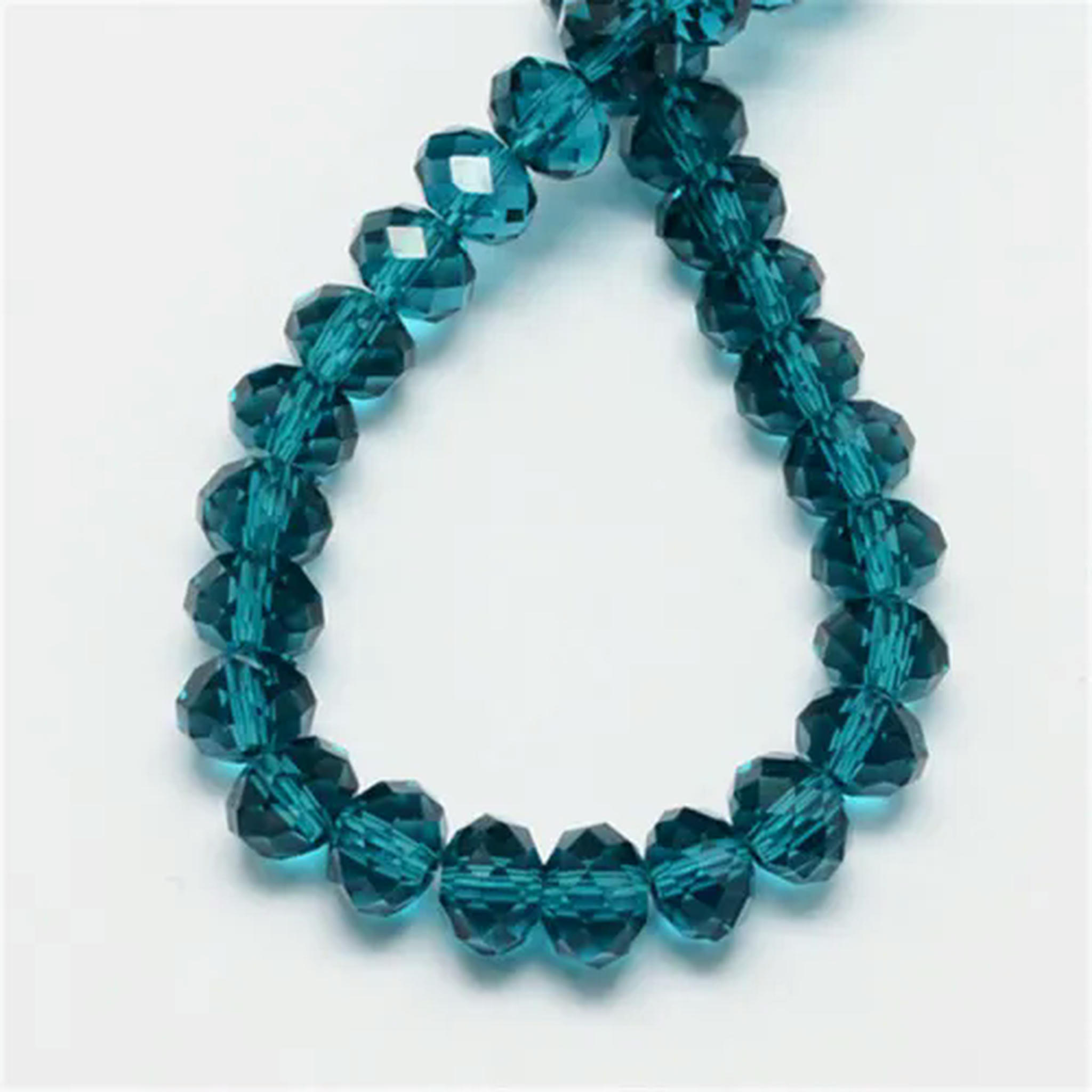 U8MO 10Strds Crystal Glass Beads Rondelle Faceted Tiny Loose Bead Beading Craft 6x4mm-Dark Cyan