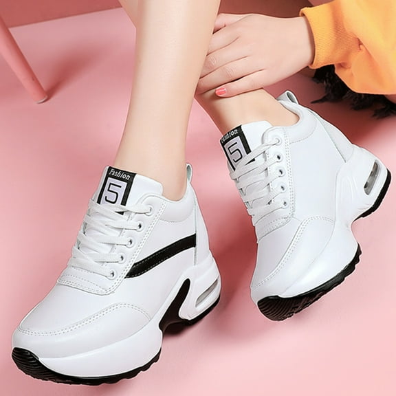 Women's Platform Sneakers Wedges  Lace Up Shoes Increase Fashion Sneakers for Womens Girls