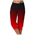 thumbnail image 2 of Stamzod Ladies Capri Pants Fashion Gradient Printing Summer Stretch Waist Crop Pants Casual Breathable Plus Size Capris for Women with Pocket Red L, 2 of 7
