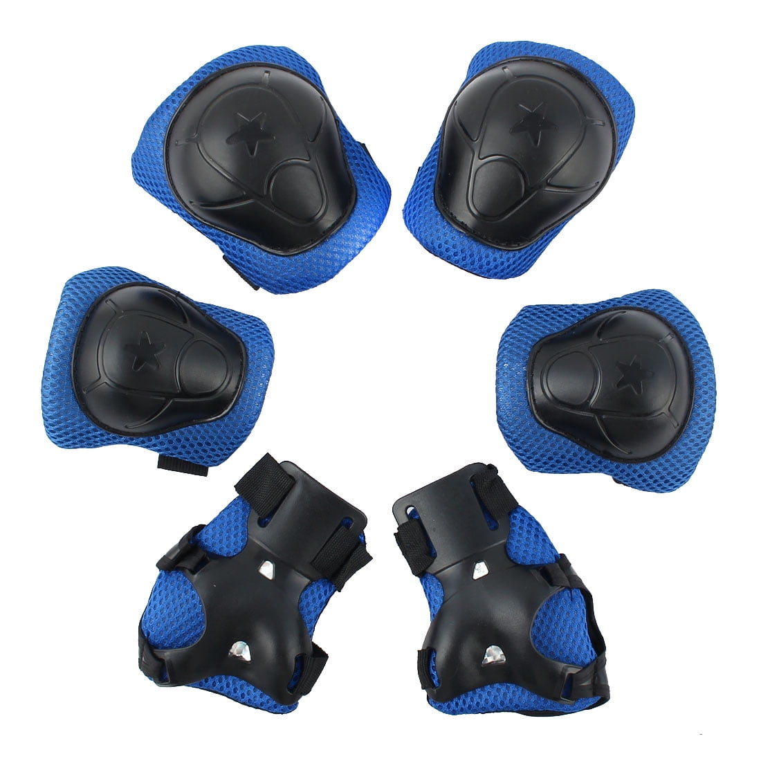 Uxcell 6Pcs/set Girl Safety Wrist Knee Elbow Pad Sets for Skate, Blue Black