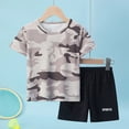 thumbnail image 2 of TOWED22 Infant Baby Boy Summer Clothes Contrast Color Short Sleeve T Shirts Stretch Rolled Shorts Cute Newborn Toddler Outfits(Grey,5-6 Years), 2 of 4