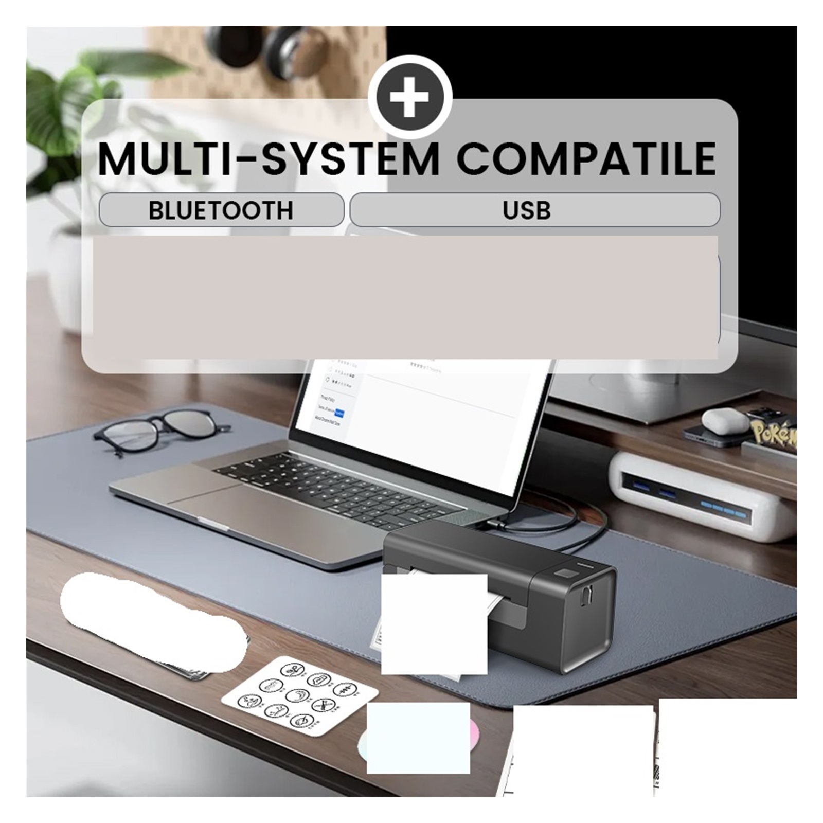 Bluetooth Thermal Label Printer Small Wireless Shipping Label Printer Portable Maker Compatible