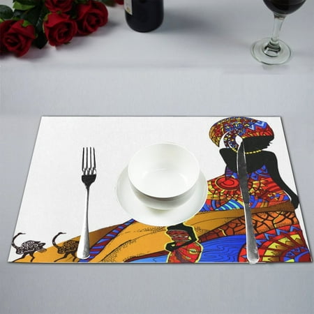 

MYPOP beautiful African woman Kitchen Table Mat Placemats for Dining Table 12x18 inches