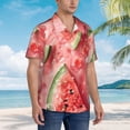 thumbnail image 3 of Xecao Refreshing Watermelon Slices Print Hawaiian shirt - A Stylish Short-Sleeve Button-Down for Men, Perfect for Casual Beach and Tropical Outings.,X-Large, 3 of 7