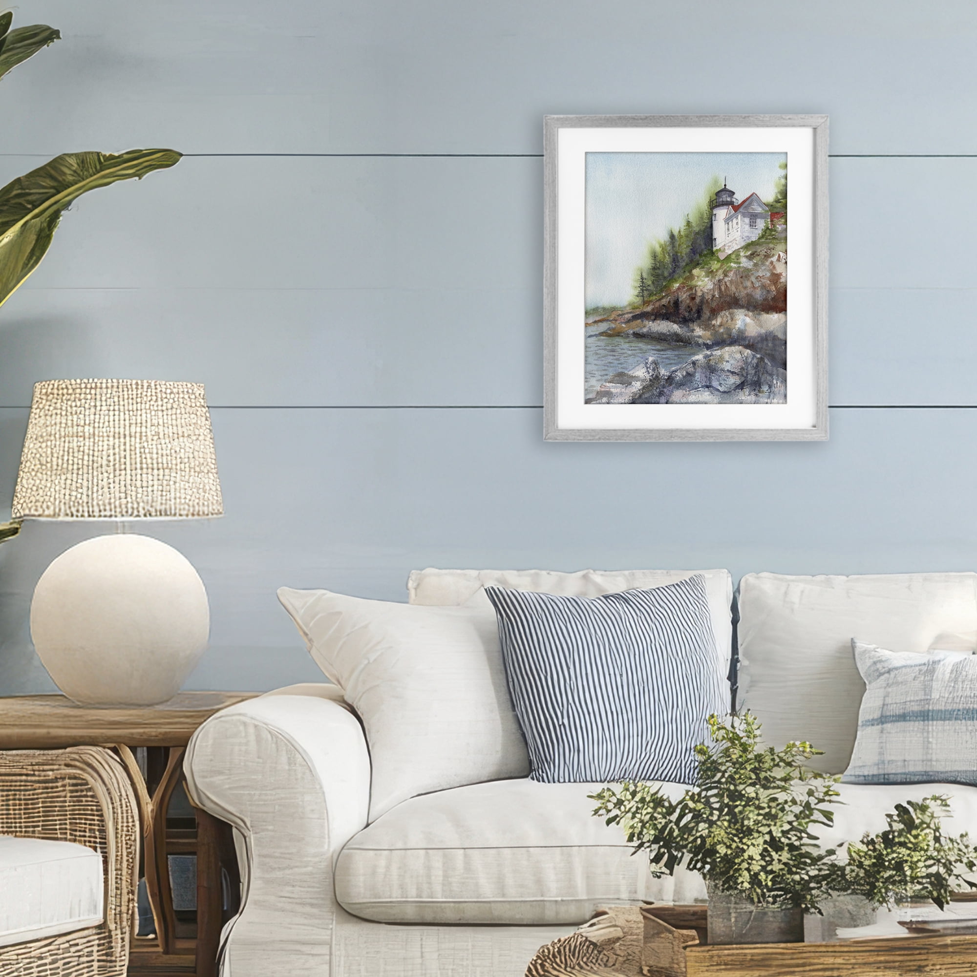 Stupell Industries Bass Harbor Lighthouse Gray Framed Print Under Glass, design by Patti Bishop