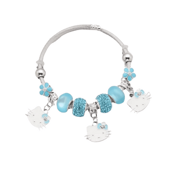 STAINLESS STEEL CHARM BRACELET FOR GIRLS AND ADULT, CRYSTAL BEADED BANGLE