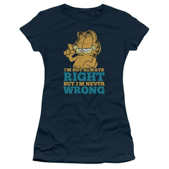 Garfield Never Wrong S/S Junior Women's T-Shirt Sheer Navy