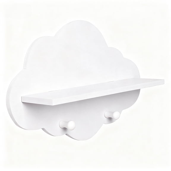 Cloud Shelves Nursery Wall Mount Rack with Cloud Shape Design and Hanger Storage for Living Room and Bedroom Decorative Wooden Wall Shelf Organizer Lightweight and Practical