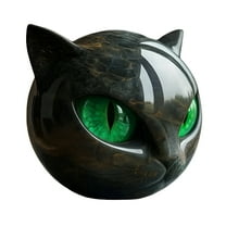 LAMIRO Luxury Black Cat Head Stone Sculpture Handcrafted with Stunning Green Eyes,Elegant Modern Home Decor Figurine,Perfect Gift for Cat Lovers Women Men One Size
