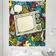 thumbnail image 1 of Hip Hop Tapestry, 90s Theme Retro Style Linear Drawn a Vintage Television and Speech Bubble, Fabric Wall Hanging Decor for Bedroom Living Room Dorm, 5 Sizes, Multicolor, by Ambesonne, 1 of 1